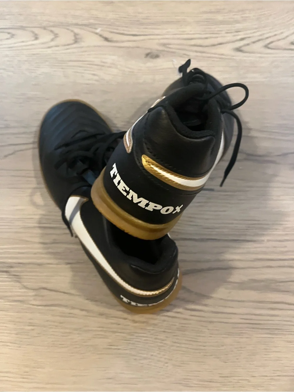 Nike Tiempox Black Indoor Soccer Shoes with White Swoosh, NWT